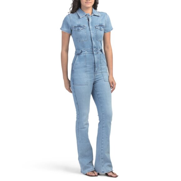 GOOD AMERICAN Blue Fit For Success Bootcut Jumpsuit